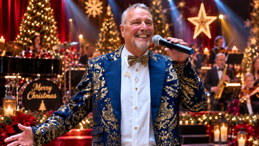 Kerstoptreden met zanger en orkest